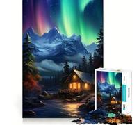 Rompecabezas de Naturaleza nórdica Aurora para Adultos, 1000 Piezas, para Fortalecer la Memoria, Actividad para el hogar, Bordes limpios, Regalo Festivo (50x75cm)