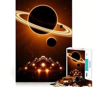 Rompecabezas de Nave Espacial Cerca de un Planeta anillado para Adolescentes, 1000 Piezas Refuerza la Memoria Sencillo, Divertido, de Calidad, con Bordes Afilados Regalo Memorable 50x75cm