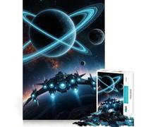Rompecabezas de Nave Espacial Frente a un Planeta anillado para Adultos, 1000 Piezas, Juguete de lógica Mental, Suave y Relajante, Corte Firme, Lista de Deseos de Papá Noel 50x75cm