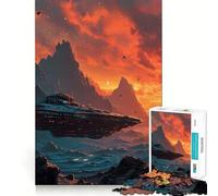 Rompecabezas de Nave Espacial y Planeta Desconocido para Adultos, 1000 Piezas, Juguete Inteligente, Juego Relajante, Arte de Corte preciso, Coleccionable 38x52cm