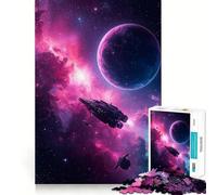 Rompecabezas de Naves espaciales en Nebulosa con Planetas para Adolescentes, 1000 Piezas, Juguete de lógica Resistente para aliviar el estrés, Borde Transparente, Regalo clásico 38x26cm