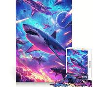 Rompecabezas de Naves espaciales Shark Space de 1000 Piezas para Adolescentes Mejora la Memoria Divertido y Relajante Piezas de colección de Arte con Corte nítido 38x26cm