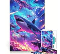 Rompecabezas de Naves espaciales Shark Space de 1000 Piezas para Adolescentes Mejora la Memoria Divertido y Relajante Piezas de colección de Arte con Corte nítido 38x26cm
