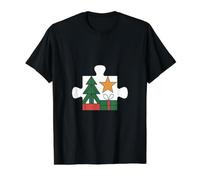 Rompecabezas de Navidad Camiseta gráfica económica, Hombre, Negro, L