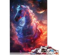 Rompecabezas de Nebulosa de Caballo Rojo y Azul con imágenes Personalizables. 100% cartón Reciclado. para niños y Adultos a Partir de 12 años 1000 Piezas (75 x 50 cm).
