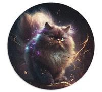 Rompecabezas de Nebulosa de Gato Persa de 1000 Piezas,Rompecabezas Redondos de Papel,Actividad para conectar con la Familia,Regalo de decoración para el hogar,Juego Familiar de (67,5x67,5cm)