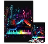 Rompecabezas de neón con música en Vivo para Rompecabezas de Madera de 1000 Piezas, Ideal para el Cerebro y la decoración del hogar, Fiestas, 50x75cm/19,68x29,52 Pulgadas
