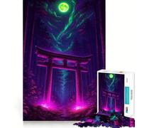 Rompecabezas de neón con Puerta Torii en el Bosque de Noche para Adultos, 1000 Piezas, Juguete Inteligente para Jugar en Interiores, Corte Limpio, (50x75cm)