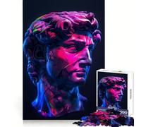 Rompecabezas de neón de 1000 Piezas con la Estatua de David para Adolescentes Recuerda, Mejora, Mente Tranquila, Arte de Corte Claro, Coleccionable 38x26cm