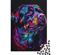 Rompecabezas de neón de 1000 Piezas de Rottweiler DJ para Adultos y Adolescentes. Rompecabezas para diversión Familiar y Noches de Juegos. 1000 Piezas (38 x 26 cm).