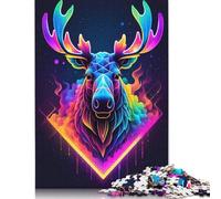 Rompecabezas de neón de Alce, Colorido y desafiante, de cartón Premium para Adultos y Adolescentes, 1000 Piezas (75 x 50 cm)