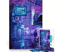 Rompecabezas de neón de la Ciudad de Tokio para Adultos, 1000 Piezas, Juguete de lógica con Forma de Tren, Tiempo de Paz, Corte Suave, Regalo Premium (50x75cm)