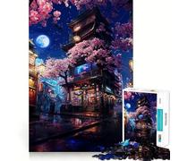Rompecabezas de neón de la Tienda Sakura de Tokio para Adultos, 1000 Piezas, Juguete de Tren lógico, Tiempo de Paz, Corte Suave, Regalo Premium (50x75cm)