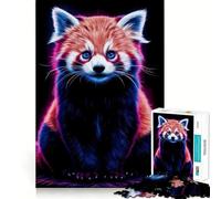 Rompecabezas de neón de Panda Rojo de 1000 Piezas para Adultos Fortalece la Memoria Ideal para Grupos Bordes limpios Regalo Elegante (38x26cm)