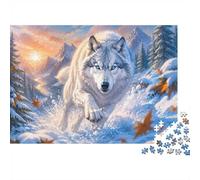 Rompecabezas de nieve Wolf Mountain, 1000 piezas para adultos | Cartón de 70 x 50 cm, entrenamiento cerebral, corte preciso, aficionados adultos, reducción del estrés