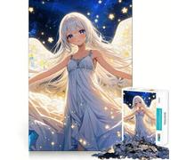 Rompecabezas de niña ángel con alas Blancas,1000 Piezas para Adultos Divertido Juego de Memoria Artesanía de Corte experta Actividad Relajante para Grupos en Interiores (38x52cm)