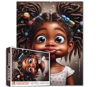 Rompecabezas de niña de ojos grandes, 1000 piezas para adultos, una niña pequeña con cabello rizado y accesorios para el cabello, rompecabezas imposible, difícil, desafiante para adultos, perfecto