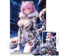 Rompecabezas de niña Leopardo de Las Nieves Blanca para Adolescentes, 1000 Piezas, agudeza Mental, Calma, Ocio, Ajuste preciso, (38x26cm)