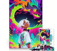 Rompecabezas de niño Anime con dragón Colorido,1000 Piezas,Juguete para desarrollar la Capacidad cognitiva,Superficie Lisa y sin Rebabas,Actividad Relajante para Grupos en Interiores (50x75cm)