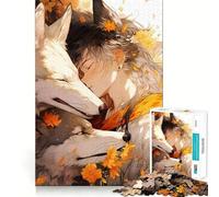 Rompecabezas de niño Anime con Lobos y Flores para Adolescentes,1000 Piezas,Juego para estimular la Mente,Montaje Firme y Seguro,Actividad para Fortalecer los Lazos Familiares (38x52cm)