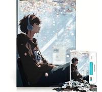 Rompecabezas de niño Anime Escuchando música en Interiores,1000 Piezas,Juego de concentración Mental,diseño Ajustado sin Huecos,desafío Cerebral Interactivo para el hogar (50x75cm)