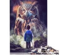 Rompecabezas de niño y búho Gigante, de Papel 100% Reciclado, Rectangular, para Adultos y Adolescentes, 1000 Piezas (26 x 38 cm)