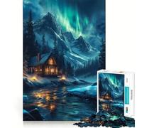 Rompecabezas de Noche con Aurora Boreal de la Naturaleza nórdica para Adultos, 1000 Piezas, fácil de armar, Ideal para el Ocio, Regalo artístico (38x52cm)