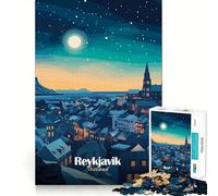 Rompecabezas de Noche de Reikiavik para Adultos, 1000 Piezas, Juguete Intelectual, Tiempo Acogedor, Corte de Calidad, (38x26cm)