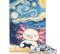 Rompecabezas de Noche Estrellada Axolotl Gaming de 1000 Piezas para Adolescentes, Regalos, Rompecabezas para Adultos, Juego Educativo, Juguete de desafío, 38 x 26 cm/1000 Piezas