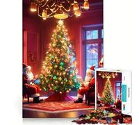 Rompecabezas de Nochebuena de Papá Noel de 1000 Piezas para Adolescentes Mejora la Memoria Tiempo de relajación Bordes precisos Regalo Creativo (38x52cm)