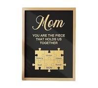 Rompecabezas de nombre personalizado para mamá papá, placa personalizada, rompecabezas de nombre personalizado para el día de la madre, letreros personalizables, marco de fotos familiar (50 x 35 cm)