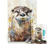 Rompecabezas de Nutria, Animales adorables, 1000 Piezas para Adultos Rompecabezas Que Mejora la Memoria Ocio Suave Corte Firme Regalo Ideal para Las Fiestas (38x26cm)