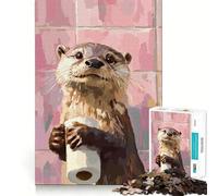 Rompecabezas de Nutria con Papel higiénico de 1000 Piezas para Adultos Juguete para estimular la lógica Divertido y Elegante Regalo (50x75cm)