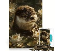 Rompecabezas de Nutria Entre nenúfares para Adolescentes, 1000 Piezas, para estimular la Memoria, Juego de Mesa, Imagen para armar, Regalo navideño (38x52cm)