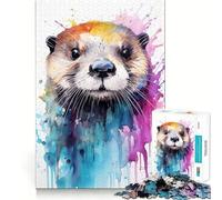 Rompecabezas de Nutria Marina en Acuarela 1000 Piezas Juego de concentración Mental Corte de precisión Bordes Lisos Actividad Absorbente para Noches tranquilas (50x75cm)