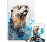 Rompecabezas de Nutria Marina en Acuarela 1000 Piezas Juego Interactivo para estimular el Pensamiento Cierre Seguro sin Piezas Sueltas desafío Mental para el hogar (38x26cm)