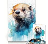 Rompecabezas de Nutria Marina en Acuarela de 1000 Piezas Juguete Creativo para desarrollar la Habilidad Componentes Resistentes y de Corte Limpio Ideal para Viajar Juego Mental