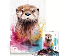 Rompecabezas de Nutria Marina en Acuarela Juego de Memoria de 1000 Piezas manualidad de Corte de Alta precisión desafío Cerebral Interactivo para el hogar (38x26cm)