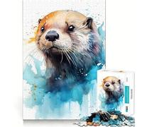 Rompecabezas de Nutria Marina en Acuarela para Adolescentes 1000 Piezas Juego para estimular la Mente Montaje Firme y Seguro Actividad para Fortalecer los Lazos Familiares (38x52cm)