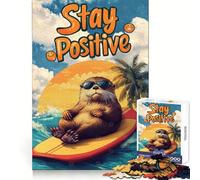 Rompecabezas de nutrias surfeando con vibras positivas en Verano para Adultos, 1000 Piezas, para Fortalecer la Memoria, Actividad para el hogar, Bordes limpios, Regalo Festivo (38x52cm)