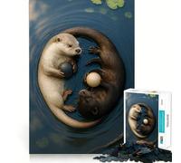 Rompecabezas de nutrias Yin Yang de 1000 Piezas para Adolescentes Juguete para desarrollar la Mente Diseño Divertido y Relajante armar (38x26cm)