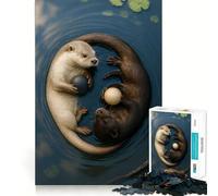 Rompecabezas de nutrias Yin Yang para Adolescentes, 1000 Piezas, para estimular la Memoria, Juego de Mesa, Montaje de imágenes, Regalo navideño (38x52cm)