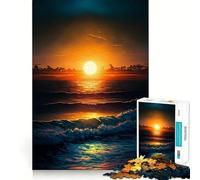 Rompecabezas de Olas al Atardecer en el océano 1000 Piezas Divertido y fácil de Usar Cortado con láser para un Ajuste Actividad para Compartir con Seres Queridos (50x75cm)