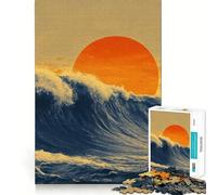 Rompecabezas de Olas al Atardecer en el océano de 1000 Piezas para Adultos, Juguete de lógica para Fortalecer la diversión en Conjunto, Borde Premium, Regalo Elegante (38x26cm)
