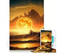 Rompecabezas de Olas al Atardecer para Adolescentes 1000 Piezas Mejora la Capacidad Mental Juego tamaño Uniforme Piezas precisas Actividad Nocturna para Toda la Familia (50x75cm)