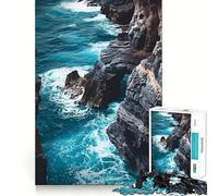 Rompecabezas de Olas de Costa rocosa para Adultos, 1000 Piezas, Juego Mental, Juguete para aliviar la ansiedad, Arte de Corte preciso, Coleccionable (50x75cm)