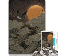 Rompecabezas de Olas de Estilo japonés para Adolescentes 1000 Piezas Juego Familiar para aliviar el estrés desafío difícil Regalo de Amigo Secreto (50x75cm)