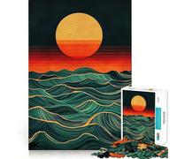 Rompecabezas de Olas del océano al Atardecer, 1000 Piezas para Adolescentes, Juguete de lógica Fuerte, Actividad en casa, Borde Transparente, Regalo preciado 50x75cm