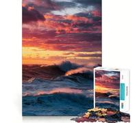 Rompecabezas de Olas del océano al Atardecer para Adultos, 1000 Piezas, para Fortalecer la Memoria, Actividad para el hogar, Bordes limpios, Regalo Festivo (50x75cm)