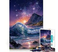 Rompecabezas de Olas del océano bajo un Cielo Estrellado para Adultos, 1000 Piezas, Fine Logic Toy, Casual Relax, Neat Edge Fine Art Piece (38x26cm)